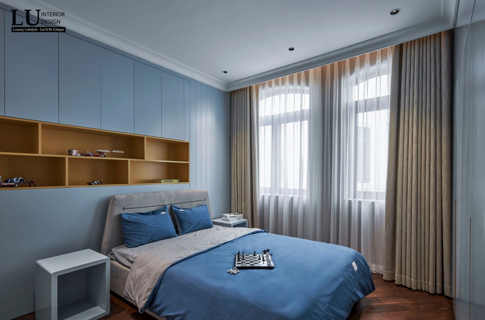 Phòng ngủ bé trai của Victoria Village được thiết kế với phong cách hiện đại