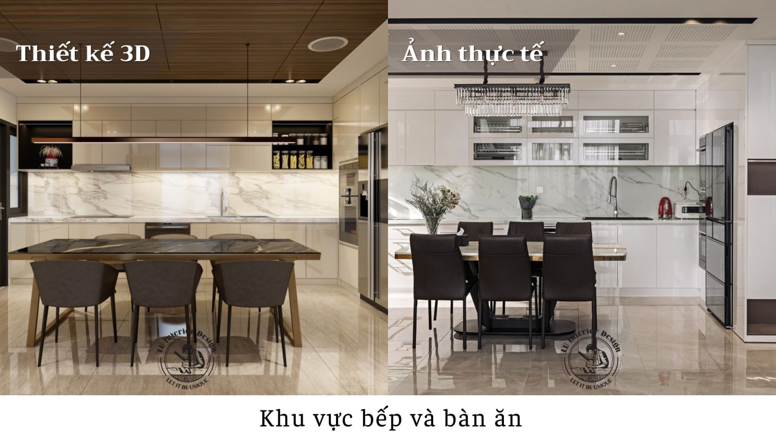 Thiết kế và thi công nội thất khu vực bếp hiện đại trong căn hộ duplex