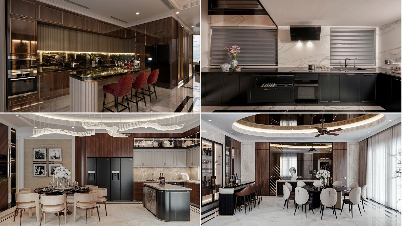 Thiết kế nội thất phòng bếp tiện nghi trong biệt thự cao cấp của LU Design