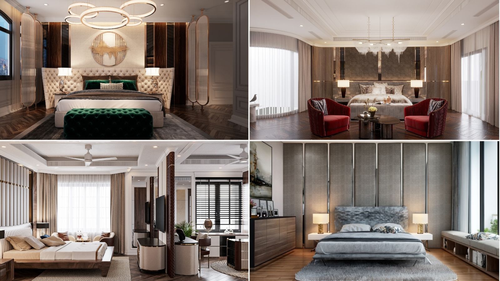 Thiết kế nội thất phòng ngủ đẳng cấp trong biệt thự sang trọng của LU Design