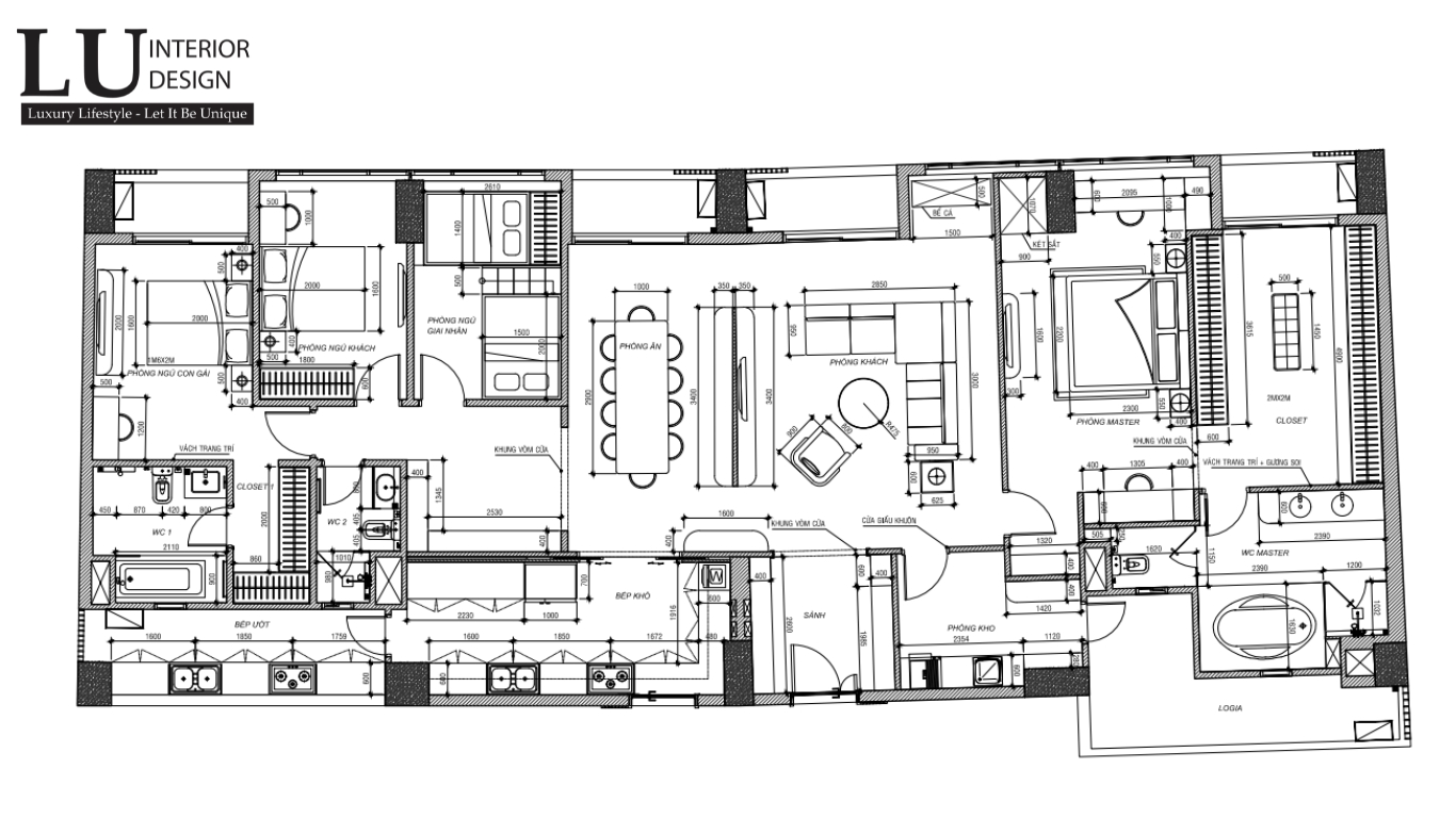 Layout mặt bằng bố trí nội thất Penthouse MIDTOWN