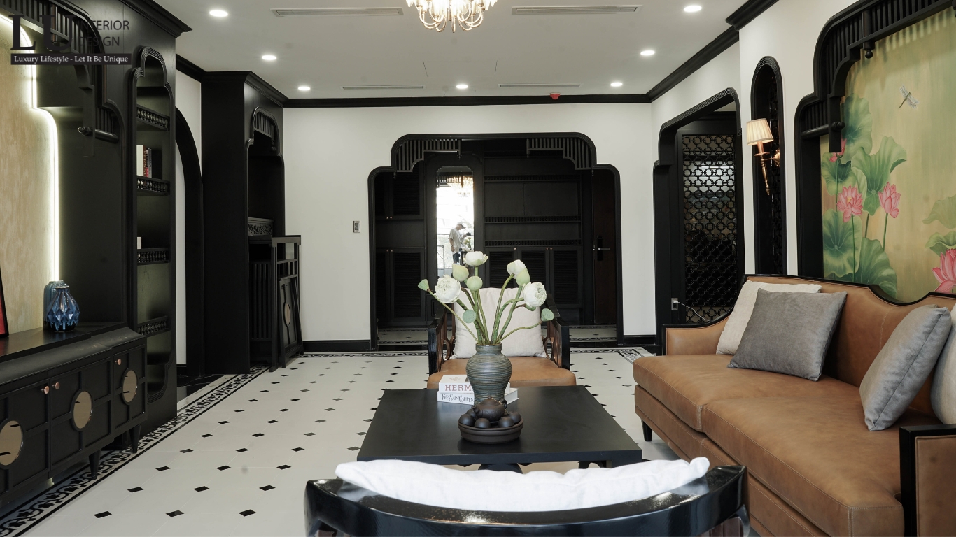Hình ảnh thực tế phòng khách sau khi thi công nội thất căn hộ Riverpark Premier.