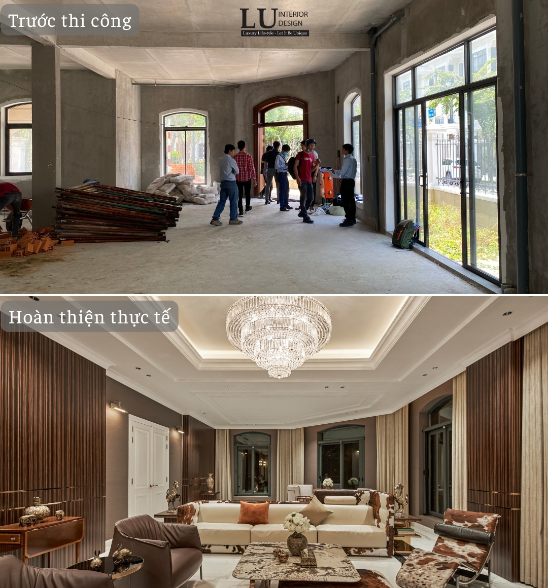 Trước và sau thi công phòng khách biệt thự Victoria