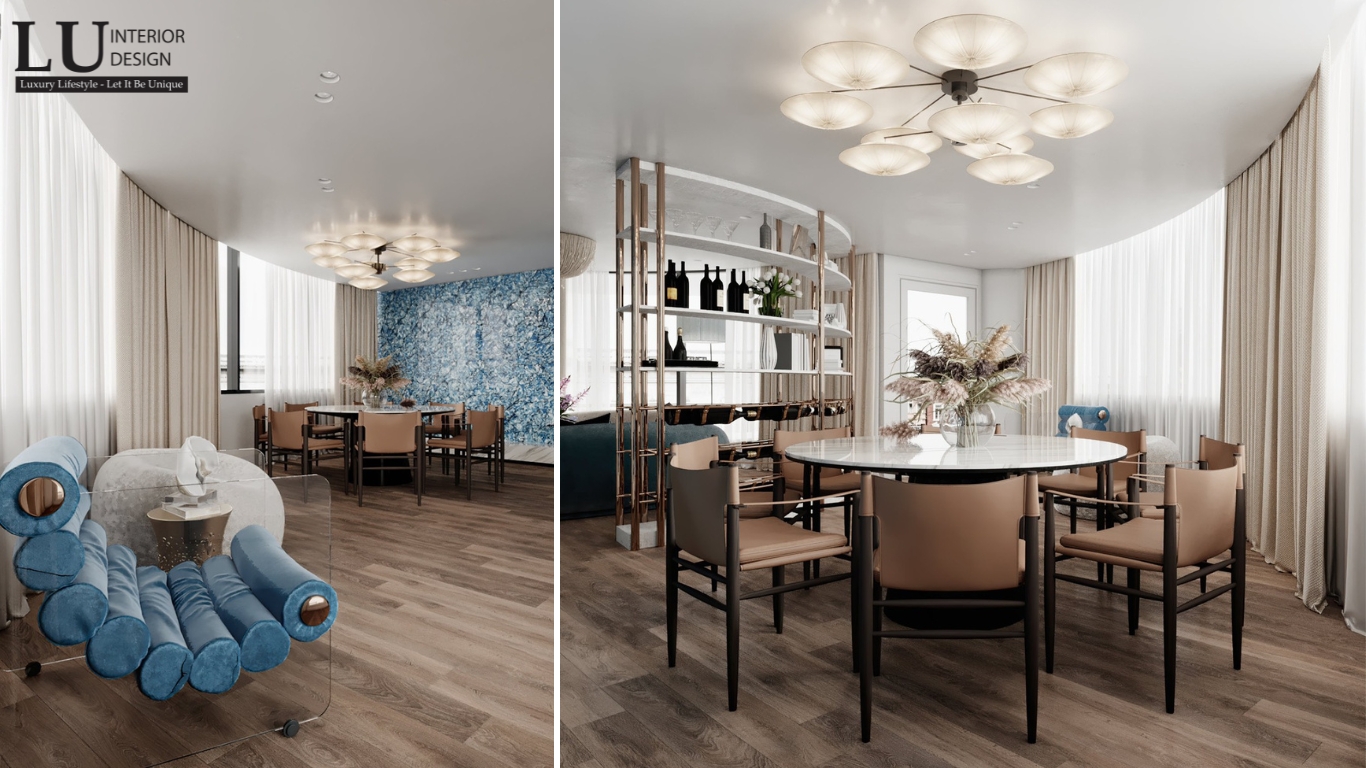 Thiết kế không gian phòng ăn penthouse Vũng Tàu hiện đại cổ điển với ánh sáng tự nhiên và thiết kế tối giản