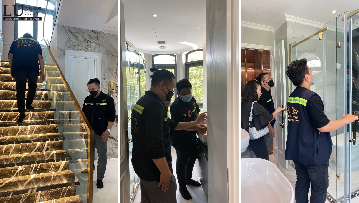 Thiết kế thi công nội thất The Infiniti Riviera Point đội ngũ thi công đang cẩn trọng xem xét và bảo trì 